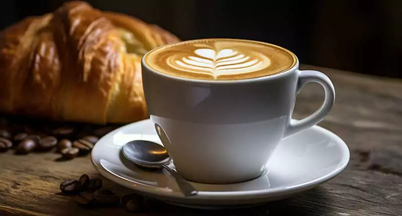 A cup of coffee with a heart-shaped text on the surface