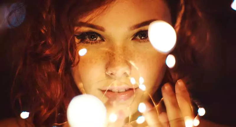 A beautiful woman under the light