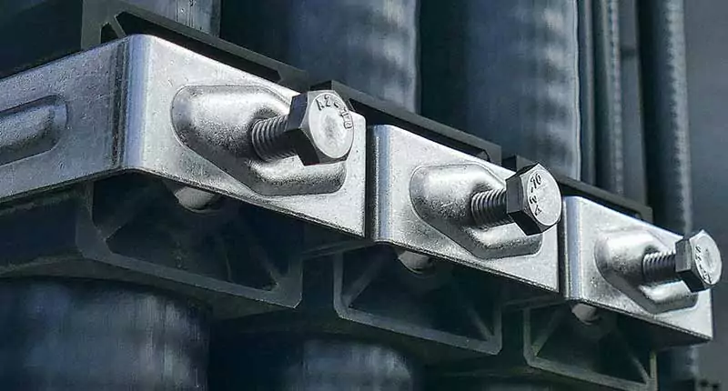 Two hexagonal bolts for fixing the curtain wall